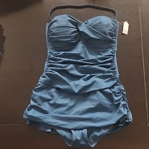 Blue Ruched Swimsuit